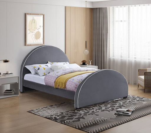 Brody Velvet Queen Bed Grey - Gate FurnitureQueen Bed
