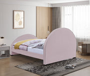 Brody Velvet Queen Bed Pink - Gate FurnitureQueen Bed