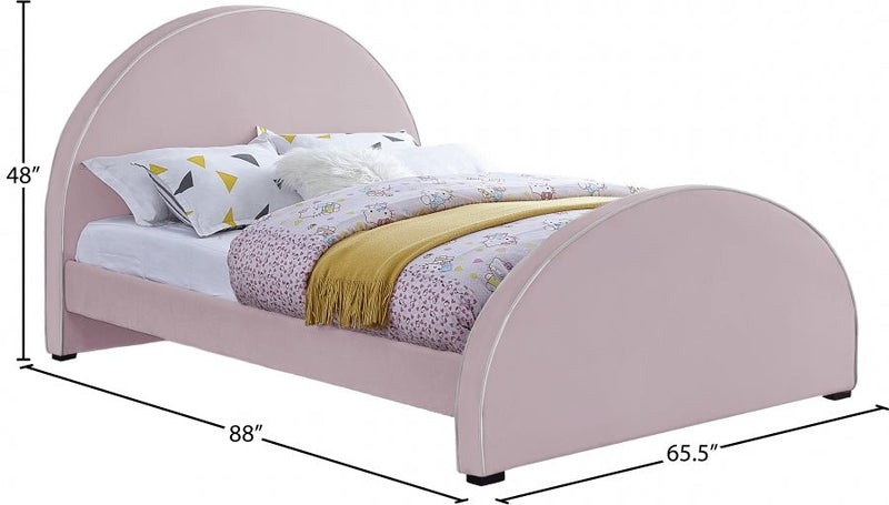 Brody Velvet Queen Bed Pink - Gate FurnitureQueen Bed