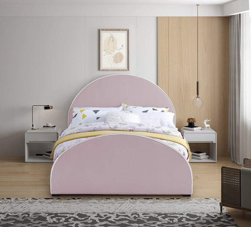 Brody Velvet Queen Bed Pink - Gate FurnitureQueen Bed