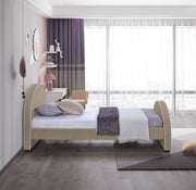 Brody Velvet Twin Bed Beige - Gate FurnitureTwin Bed