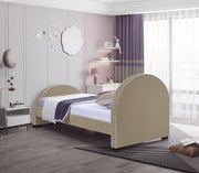 Brody Velvet Twin Bed Beige - Gate FurnitureTwin Bed