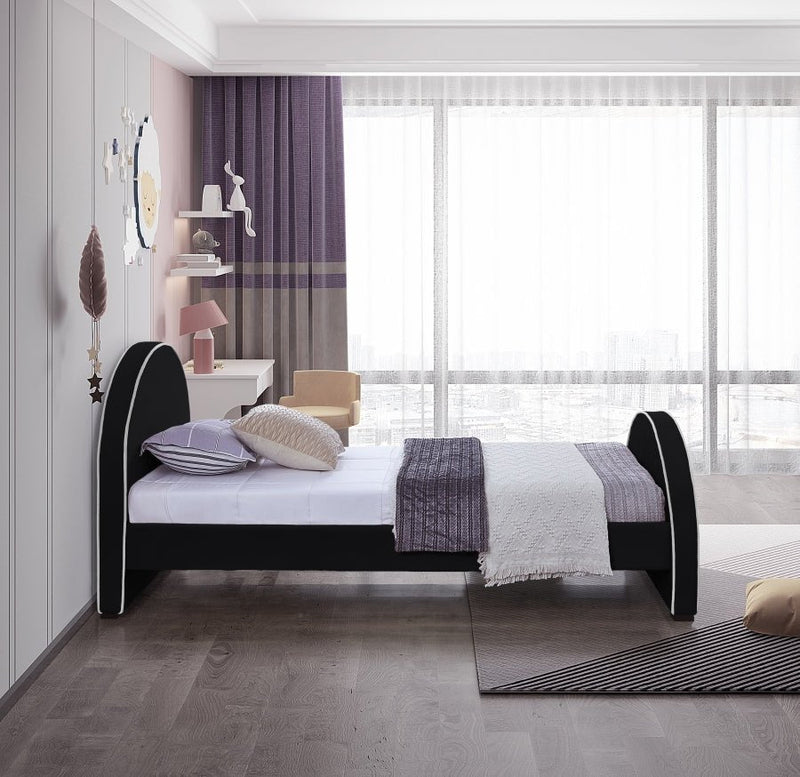 Brody Velvet Twin Bed Black - Gate FurnitureTwin Bed