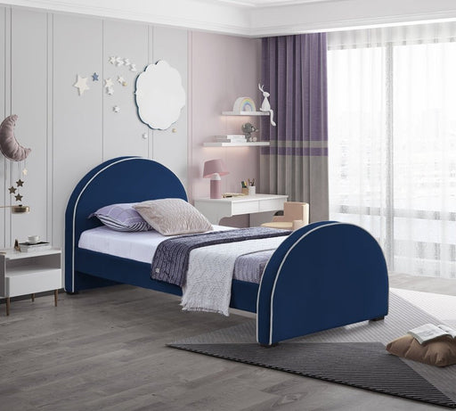 Brody Velvet Twin Bed Blue - Gate FurnitureTwin Bed