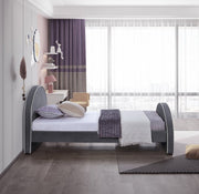 Brody Velvet Twin Bed Grey - Gate FurnitureTwin Bed