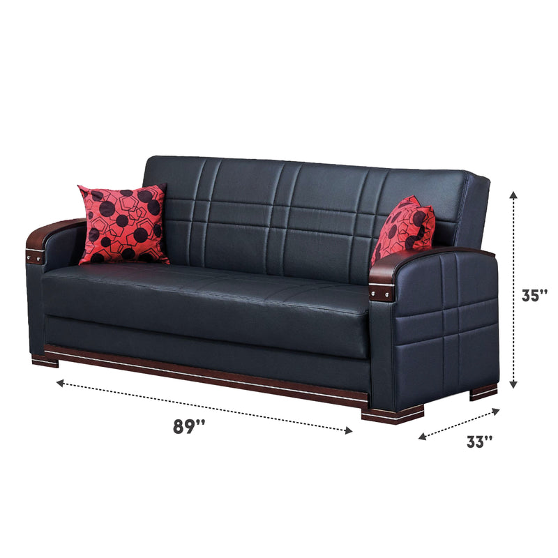 Bronx 89 in. Convertible Sleeper Sofa in Black with Storage - Gate FurnitureSleeper Sofa