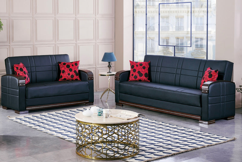 Bronx Convertible Black Sleeper Living Room Set - Gate FurnitureLiving Room Set