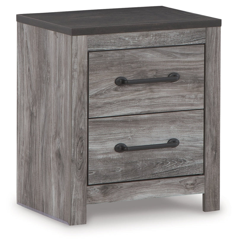 Bronyan King Panel Bed with Mirrored Dresser and 2 Nightstands in Dark Gray - PKG014948
