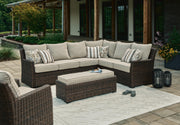 Brook Ranch 3-Piece Outdoor Sectional with Chair in Brown - PKG023647