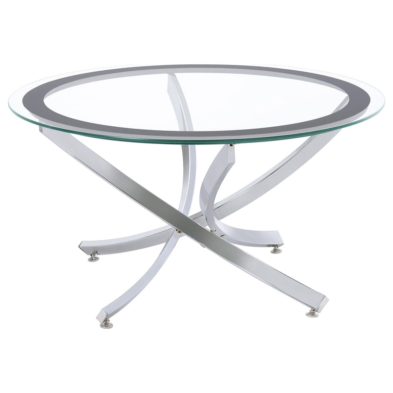 Brooke 2-piece Round Coffee and End Table Set Chrome - 702588-S2