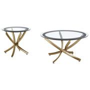 Brooke 2-piece Round Coffee and End Table Set Rose Brass - 707888-S2