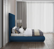 Brooke Linen Textured Fabric King Bed Blue - Gate FurnitureKing Bed