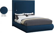 Brooke Linen Textured Fabric King Bed Blue - Gate FurnitureKing Bed