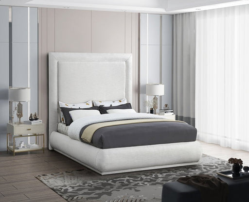 Brooke Linen Textured Fabric King Bed Cream - Gate FurnitureKing Bed