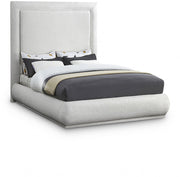 Brooke Linen Textured Fabric King Bed Cream - Gate FurnitureKing Bed
