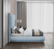 Brooke Linen Textured Fabric King Bed Light Blue - Gate FurnitureKing Bed