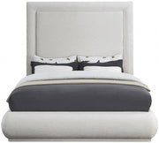 Brooke Linen Textured Fabric Queen Bed Cream - Gate FurnitureQueen Bed