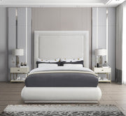 Brooke Linen Textured Fabric Queen Bed Cream - Gate FurnitureQueen Bed