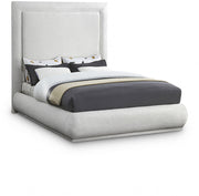 Brooke Linen Textured Fabric Queen Bed Cream - Gate FurnitureQueen Bed