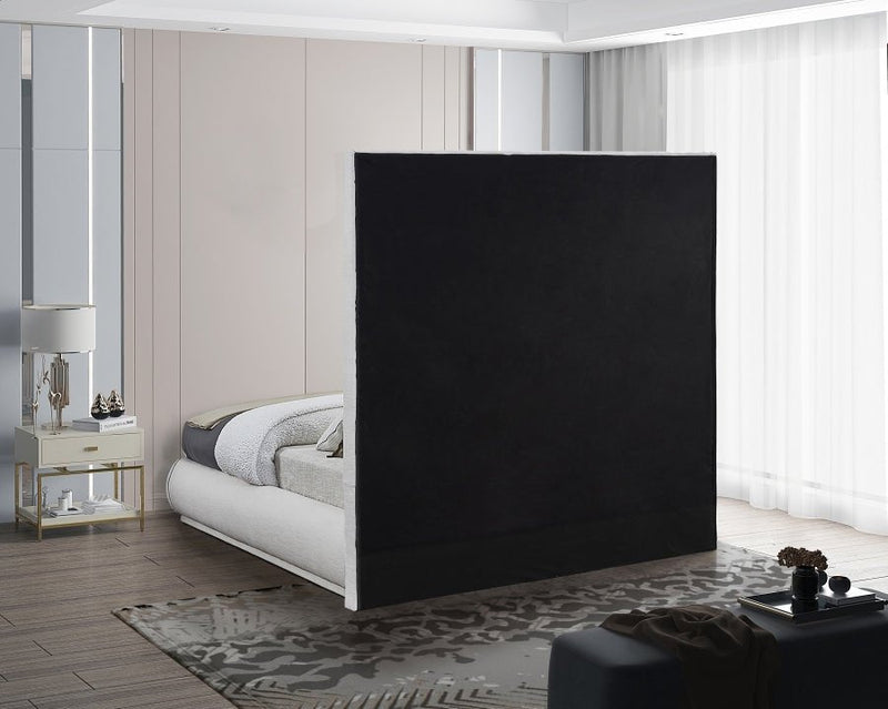 Brooke Linen Textured Fabric Queen Bed Cream - Gate FurnitureQueen Bed