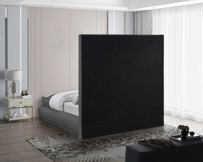 Brooke Linen Textured Fabric Queen Bed Grey - Gate FurnitureQueen Bed