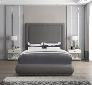 Brooke Linen Textured Fabric Queen Bed Grey - Gate FurnitureQueen Bed
