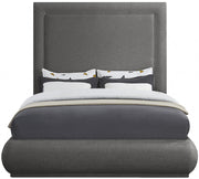 Brooke Linen Textured Fabric Queen Bed Grey - Gate FurnitureQueen Bed