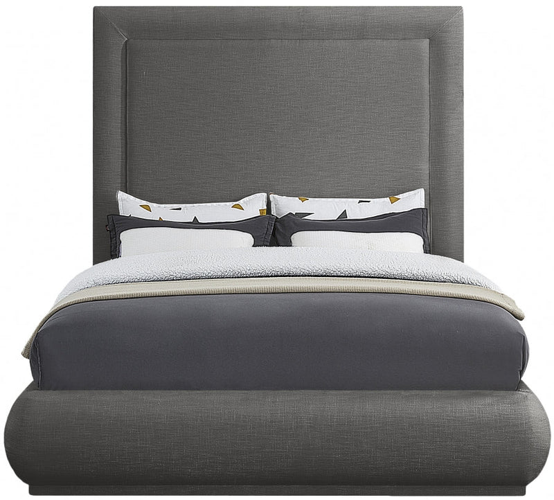 Brooke Linen Textured Fabric Queen Bed Grey - Gate FurnitureQueen Bed