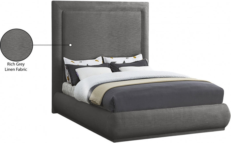 Brooke Linen Textured Fabric Queen Bed Grey - Gate FurnitureQueen Bed