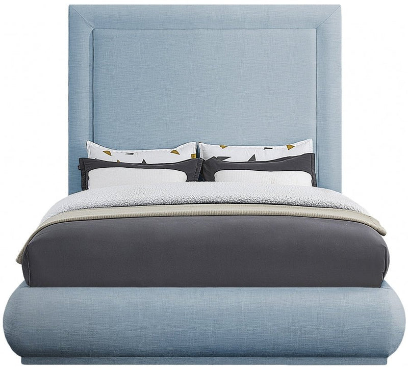 Brooke Linen Textured Fabric Queen Bed Light Blue - Gate FurnitureQueen Bed