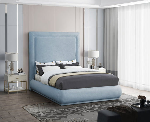 Brooke Linen Textured Fabric Queen Bed Light Blue - Gate FurnitureQueen Bed