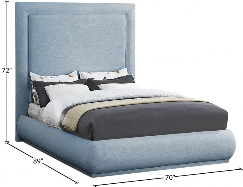 Brooke Linen Textured Fabric Queen Bed Light Blue - Gate FurnitureQueen Bed