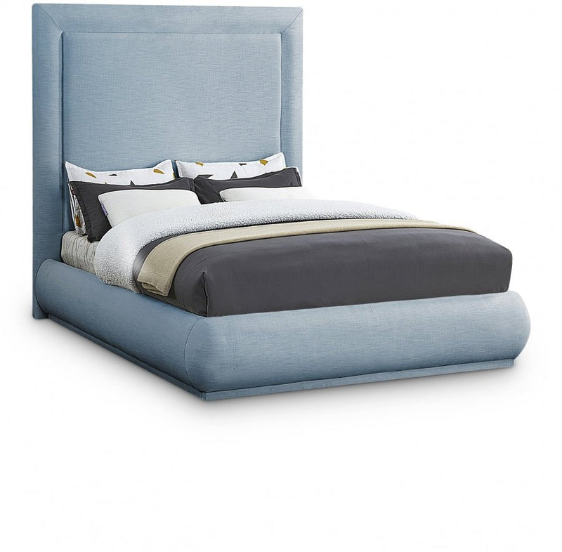 Brooke Linen Textured Fabric Queen Bed Light Blue - Gate FurnitureQueen Bed
