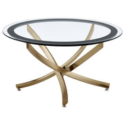 Brooke Round Glass Top Coffee Table Metal Base Brass - 707888