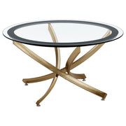 Brooke Round Glass Top Coffee Table Metal Base Brass - 707888