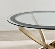 Brooke Round Glass Top Coffee Table Metal Base Brass - 707888