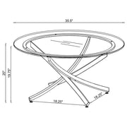 Brooke Round Glass Top Coffee Table Metal Base Brass - 707888