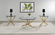 Brooke Round Glass Top Coffee Table Metal Base Brass - 707888
