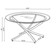 Brooke Round Glass Top Coffee Table Metal Base Chrome - 702588
