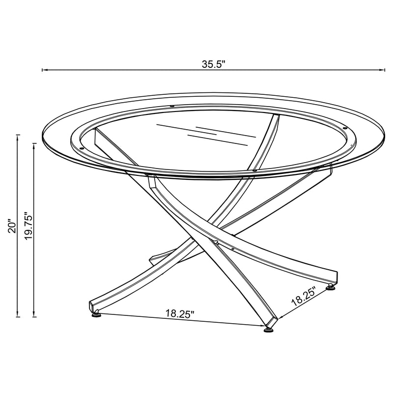 Brooke Round Glass Top Coffee Table Metal Base Chrome - 702588