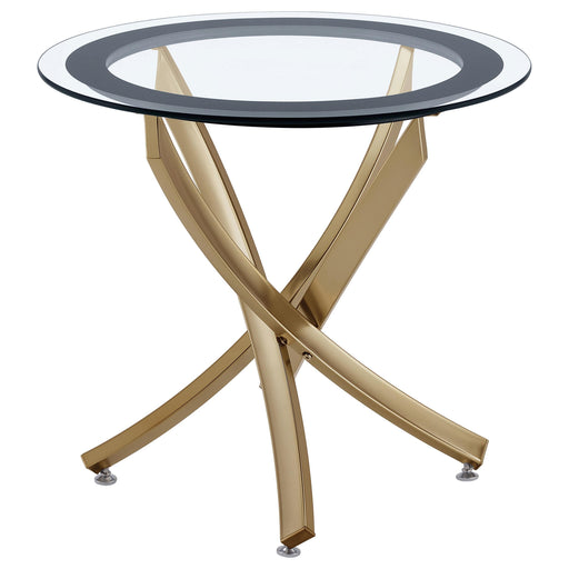 Brooke Round Glass Top Side End Table Metal Base Brass - 707887