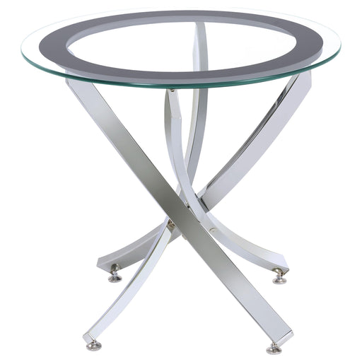 Brooke Round Glass Top Side End Table Metal Base Chrome - 702587