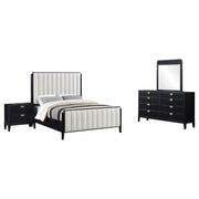Brookmead 4-piece Upholstered Eastern King Bedroom Set Black - 224710KE-S4
