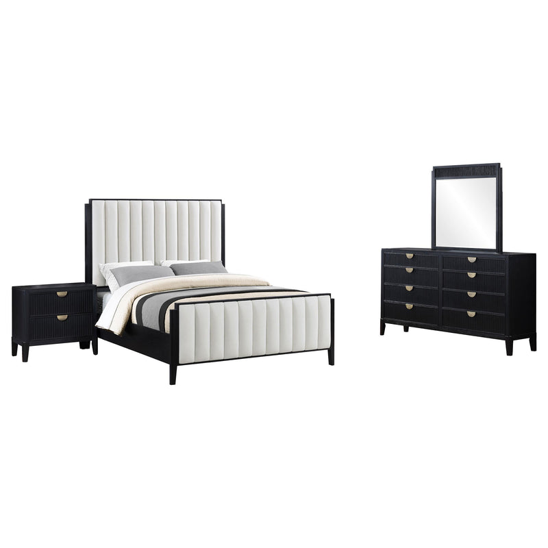 Brookmead 4-piece Upholstered Eastern King Bedroom Set Black - 224710KE-S4