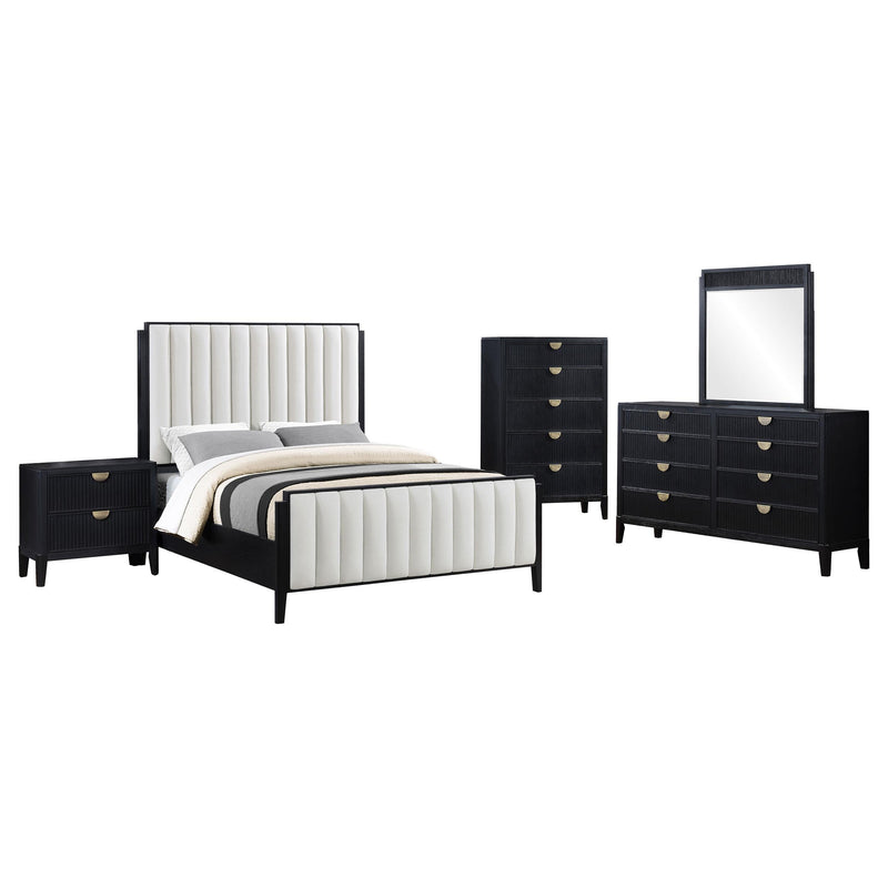 Brookmead 5-piece Upholstered Cal King Bedroom Set Black - 224710KW-S5