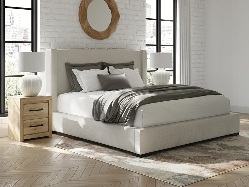 Brozmont Oatmeal King Upholstered Storage Bed - B1045B14
