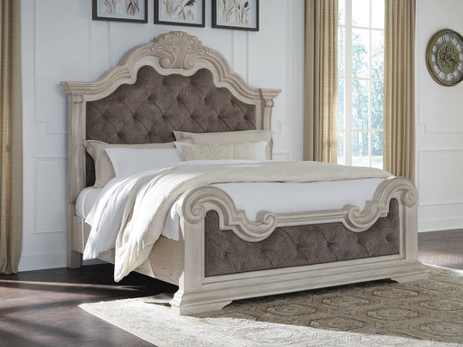 Bruchandi Antique White California King Upholstered Panel Bed - PCB948B5