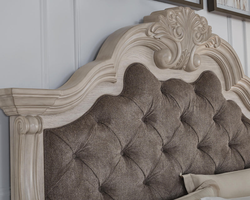Bruchandi Antique White California King Upholstered Panel Bed - PCB948B5