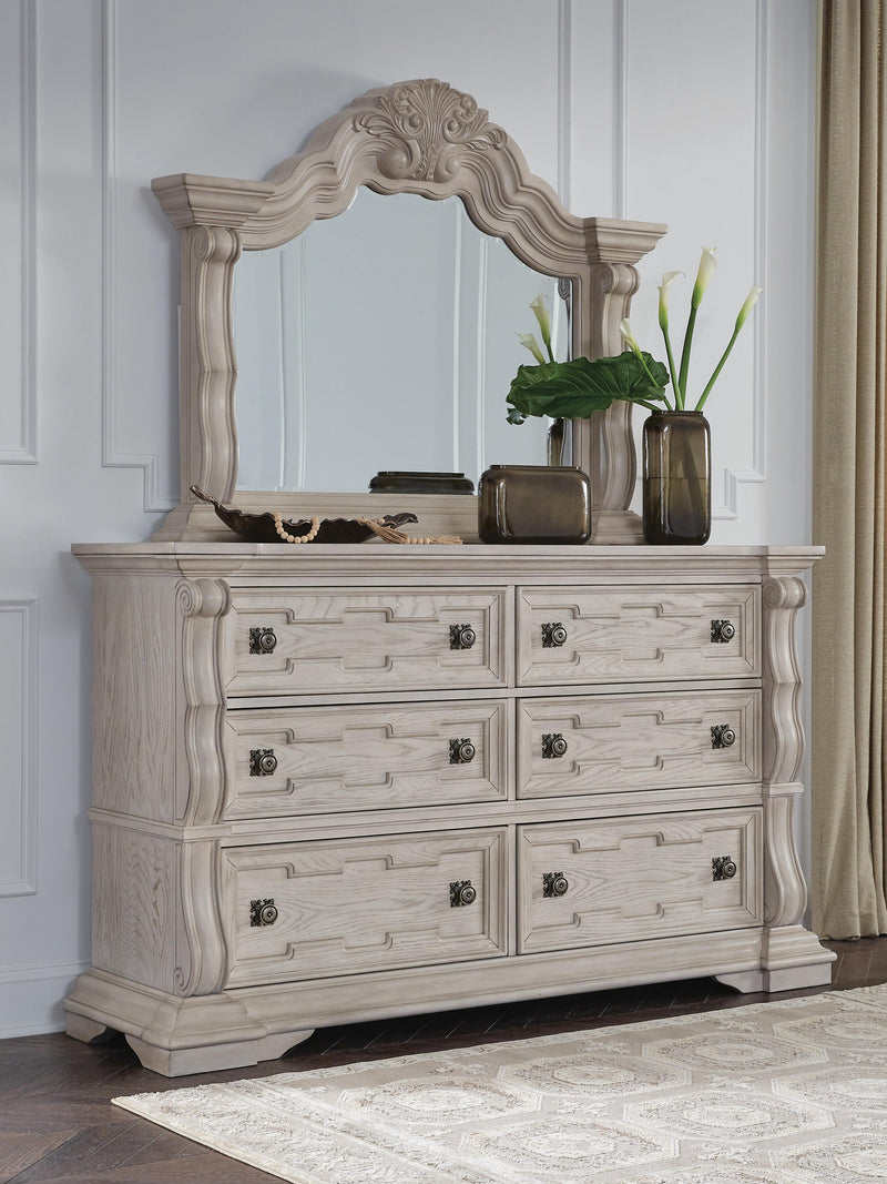 Bruchandi Antique White Dresser and Mirror - PCB948B1