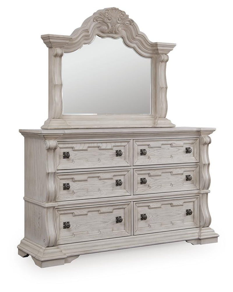 Bruchandi Antique White Dresser and Mirror - PCB948B1